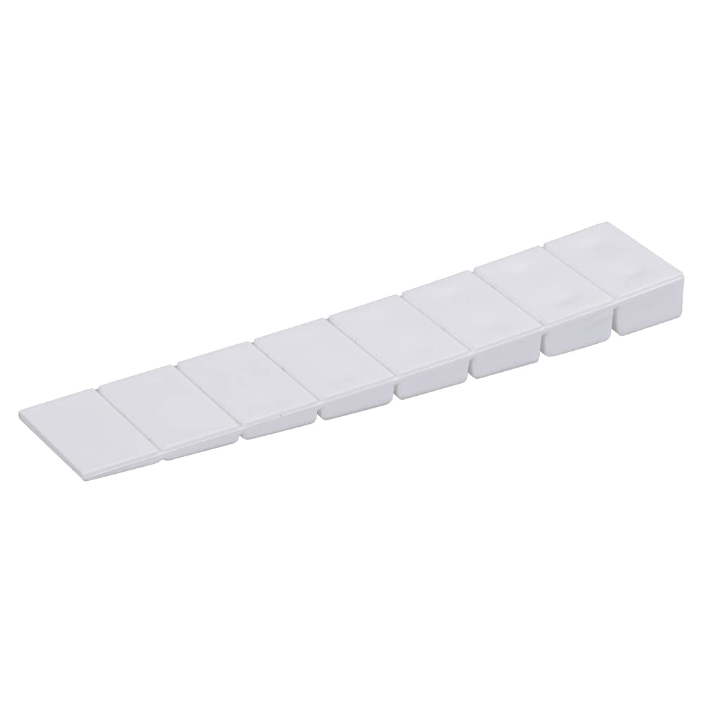 ALUSFERA Wedges Plastic Set - Door Stopper - Robust Wedge 25 Pieces - Wheel Chocks 20 x 100 x 8 mm - Universal Plastic Wedges - Furniture Wedges White Colour - Wedges with 8 Control Levels