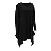 WearLove Women Asymmetrical Loose Long Sleeve Pockets Tunic Shirt Dress Black 2XL