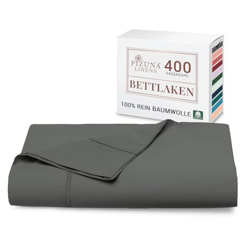 Pizuna Bettlaken 270x310 cm Baumwolle Anthrazitgrau 400 Fadenzahl