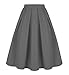 Tandisk Women's Vintage A-line Printed Pleated Flared Midi Skirts with Pockets (Grey, 2XL)