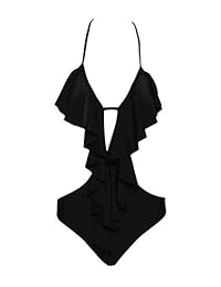 EYAN Traje de baño sexy de una pieza, cuello en V profundo, con tiras, monokini, para dama