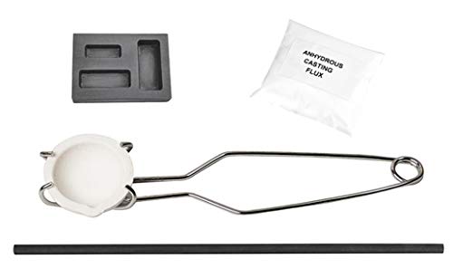 PMC Supplies LLC Ceramic Crucible Anhydrous Flux Tongs Graphite Ingot Mold Stir Rod Jewelry Making Precious Metal Torch Casting Kit