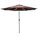 Sundale Outdoor 11FT 40 LED Lights Aluminum Patio Market Umbrella Hand Push Tilt Crank, Garden Pool Solar Powered Lighted Parasol, 8 Ribs, Coffee