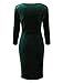 InsNova Emerald Green Long Sleeve Velvet Wedding Guest Dress Bodycon Wrap Cocktail Dress (Small)