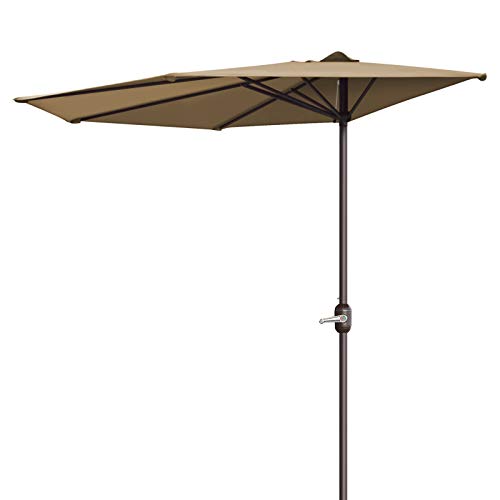 Benefitusa 10ft Outdoor Patio Half Umbrella Cafe Wall Balcony Door 5 Ribs Sun Shade W Crank Tan Buy Online In Bahrain At Desertcart