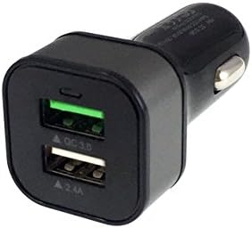 USBelieve Quick Charge 3.0 Car Charger, 1 Port QC 3.0 and 1 Port 2.4A Adaptive Fast USB Car Charger for SONY XZ, Pixel, Moto Z, HTC 10, M9, LG G5 and More (QC-3.0-Car-Charger)