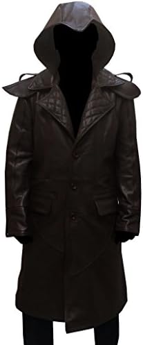 Jacob Frye Assassin's Creed Syndicate Mens Halloween Costume Leather Trench Coat (XL, Brown)