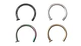 Cocorina 4 pack - 18 Gauge Nose Ring Hoops 8mm 5/16 in Black, Gold, Silver & Rainbow