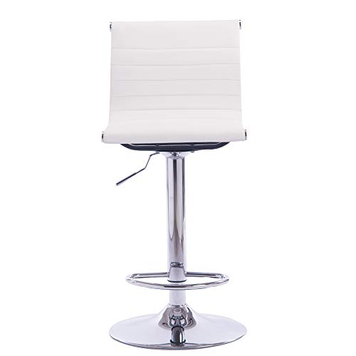 Sidanli White Adjustable Swivel Counter Bar Stool Chairs with Back (Set