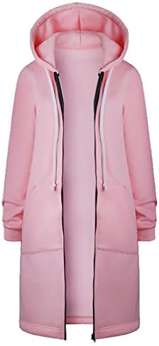 Zantt Women's Outwear Zip-Up Hoodies Faux-Fur Lined Mid-Long Sweatshirt Jackets Pink US S