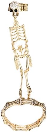 Skeleton Skeletal Bones Rhinestone Stretch Slave Ring Hand Chain Bracelet