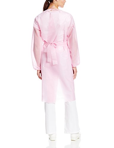 ValuMax 3360P Disposable SPP Cover Gown, Heavier Fabrics, Fluid Resistant, Tie Back, Knit Cuffs, Pink, Regular Size, Pack of 10