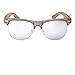 Ablibi Bamboo Wood Semi Rimless Sunglasses with Polarized Lenses in Original Boxes (Zebra Wood, Silver)