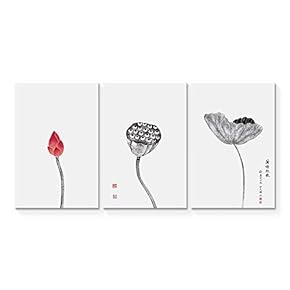 3 Panel Simple and Elegant Lotus Painting Wall...