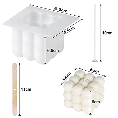 Onlyesh Silikon Blase Kerzen Form, DIY Kerze Formen Set mit 50Pcs Kerze Docht und 2 Dochthalter, für Duftkerze, Soja-Wachs, handgemachte Seife, geeignet für Anfänger