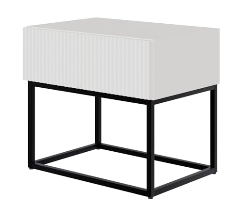 Selsey Veldio Bedside Table with Drawer Grey Beige Black Legs