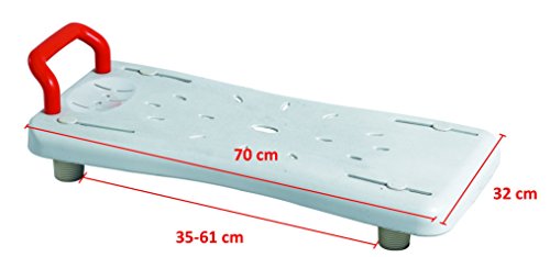 ObboMed® MU-5230 Tool-Free Adjustable Portable Shower Bench Seat, Plastic Bathtub Board, ABS & Rubber, White, 12.5”*27.5”*7.4”, 1pc