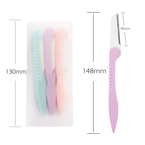 3 PCS Eyebrow Razor Shaper Cheek Facial Hair Remover Peach Fuzz Shaver Women's Trimmer Shaving Grooming Kit