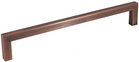 Square Bar Pull Modern Cabinet Handle Antique Copper Solid Zinc 9mm 8" Hole Spacing