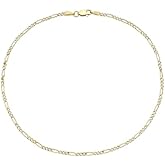 PORI JEWELERS 10K Gold 2.0mm Figaro 3+1 Link Chain Anklet- 10" Best Gift for Her Fine Jewelry for Every Day Every Moment