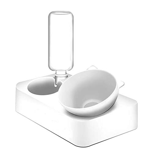 SINCHER Pet Bowl Automatic, 0-15°Tilted Dog Cat Food Bowl, Raised Pet Bowl Set, Automatic Water Dispenser + 1Pack Pet Grooming Glove