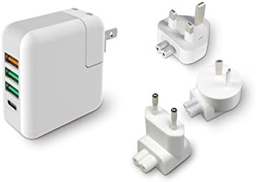 Type-c and QC3.0 worldwide universal USB Wall Charger, icyber 4-Port QC 3.0 Universal Multi-Port USB Charging Station Charging for Samsung, iPhone, iPad, Tablet and Typec Device(with US/EU/AU/UK plug)