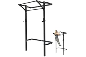PRx Performance Murphy Foldable Squat Rack with Space-Saving Pull-Up Bar - Wall-Mounted Gym Equipment, Includes J-Cups for Barbell, Ideal for Strength Training, Bench Press and Leg Squats