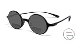 Calabria 721SB Flexies Round Sun Bi-Focal Reading Glasses w Case in Ebony (+1.50)