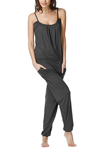 Linsery Women's Summer Spaghetti Strap Cami Top Harem Pants Grey Overalls - Thumbnail 2