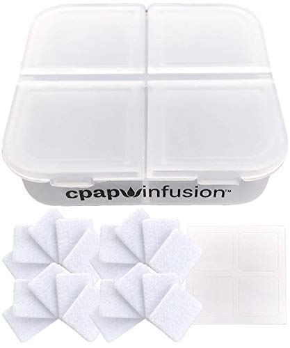 CPAP Infusion Adapter Replacement Refill Pads for Essential Oils - Includes A Storage Container for Up to 20 Refill Pads, 4 Blank Labels and Microfiber Absorbent Replacement Oil Pads (20 Refill Pads)