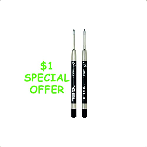 PARKER QUINK Ballpoint Pen Gel Ink Refills, Medium Tip, Black, 2 Count Pricepulse
