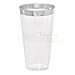 DRINKET Silver Plastic Cups 16 oz Clear Plastic Cups/Tumblers Fancy Plastic Wedding Cups With Silver Rim 50 Ct Disposable For Party Holiday and Occasions SUPER VALUE PACK