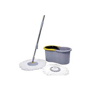 Esquire Elegant GREY 360° Spin Mop Set with Easy Wheels and Additional Refill