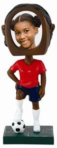 Female Dark Skin Soccer Photo Bobble Head - Pack of 12
