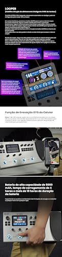 M-VAVE MK-300 Processador de Efeitos para Guitarra - Modelagem Neural 120 AMP/360 FX, Bateria 10h, Looper 300s, MIDI e Compatível com Kemper/Axe-FX (Preto)