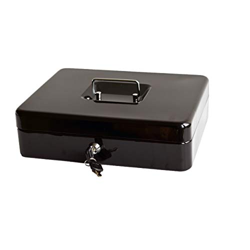 Masmartox Cash Box with 5 Money Tray and Key Lock, Black-Security Locking Money Box with Carrying Handle,10Inch
