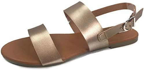 Womens Double Strap Sandal with Ankle Wrap Slingback Strap