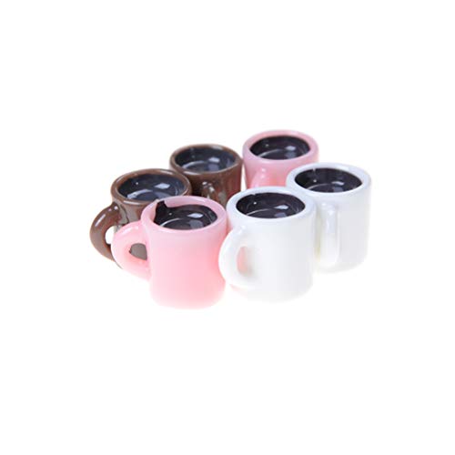 ZAMTAC 2 PCS Home Tableware Decors Miniature Dollhouse Coffee Cup Kitchen Room Food Drink - (Color: White) - Thumbnail 3
