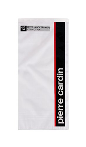 Pierre Cardin Handkerchief 100% Cotton 16x16" - 13 Pack (White Cotton)