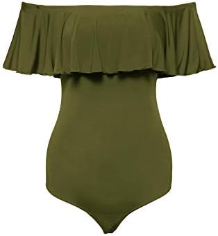 SUGAR POISON Women One Piece Off Shoulder Swimsuits Ruffle Swimwear Tummy Control Bathing Suit