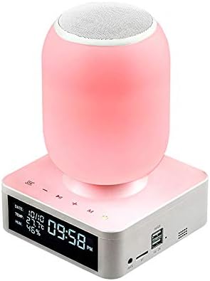 JJYP Night light with Bluetooth speaker, alarm clock, timer, Bluetooth music, smart display, bedside LED eye light, USB charging, dual-sound night light