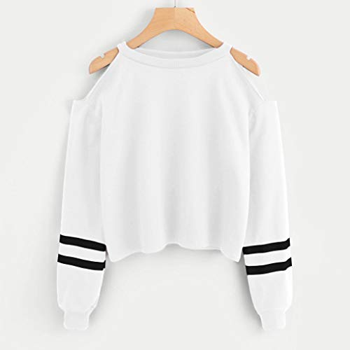 BeautyVan Women's Off the Shoulder Long Sleeve Blouse Striped Sweatshirt Pullover Casual Crop Tops Shirt