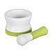 Porcelain Mortar and Pestle Set for crushing pills in chemistry or kitchen. 4.5 inch diameter. Small, unpolished ceramic and non-slip. (Green Olive)