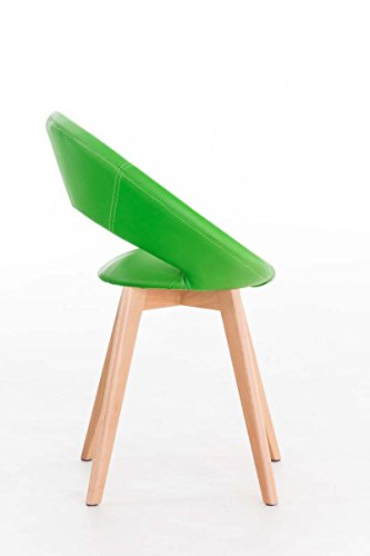 CLP-Sedia-Design-Imbottita-Timm-in-Similpelle-Sedia-Attesa-4-Gambe-in-Legno-I-Sedia-Sala-da-Pranzo-con-Schienale-I-Sedia-Moderna-Conferenza-con-Braccioli-I-Poltroncina-Imbottita-Verde