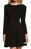 Meaneor Women's Long Sleeve Casual Slim Fit and Flare Round Party Neckline Dress