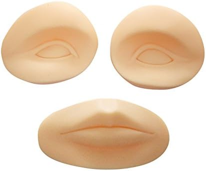 3D Permanent Makeup Tattoo Practice Skin Replacement Parts 2 Eyes + 1 Lips for Training Mannequin Head For Learner use