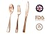 300 Pieces Premium Rose Gold Plastic Silverware from Royal Party | Disposable Heavyweight Plastic Cutlery | Full Length Flatware Set - Includes 100 Forks, 100 Spoons, 100 Knives.