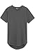 JC DISTRO Mens Hipster Hip Hop Cotton Elong Round Scallop Hemline Tshirt Coolgray Large