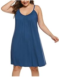Camisón de verano para dama, talla grande, sin mangas, de algodón