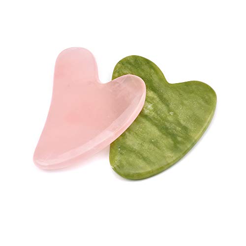 Gua Sha Rose Quartz & Jade Stone 2 in 1 Tools by Charmlily - Natural Scraping Massage Set for Face & Body, Guasha Board Deep Tissue Muscle Scraper for SPA Acupuncture Therapy Trigger Point Treatment - Thumbnail 7